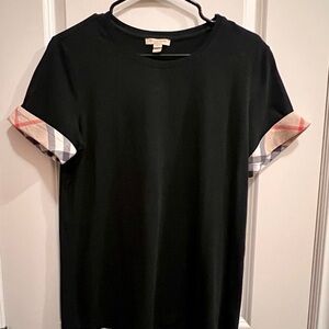 Burberry Black Top with Plaid Accents